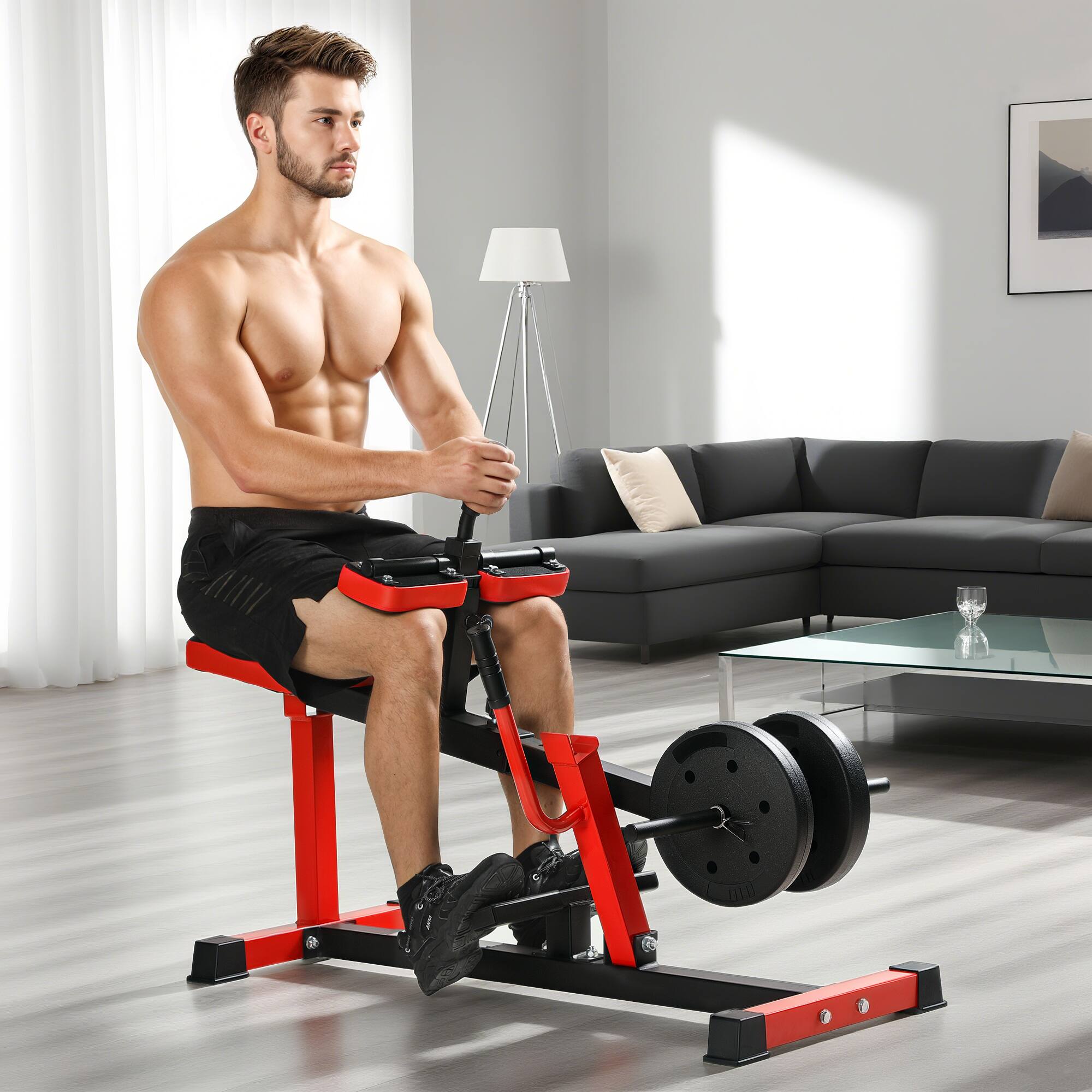 Alt View 1. Soozier - Seated Calf Raise Machine, Adjustable Calf Machine Leg Machine, for Home Gym Calf, Waist, Arm Training - Red.