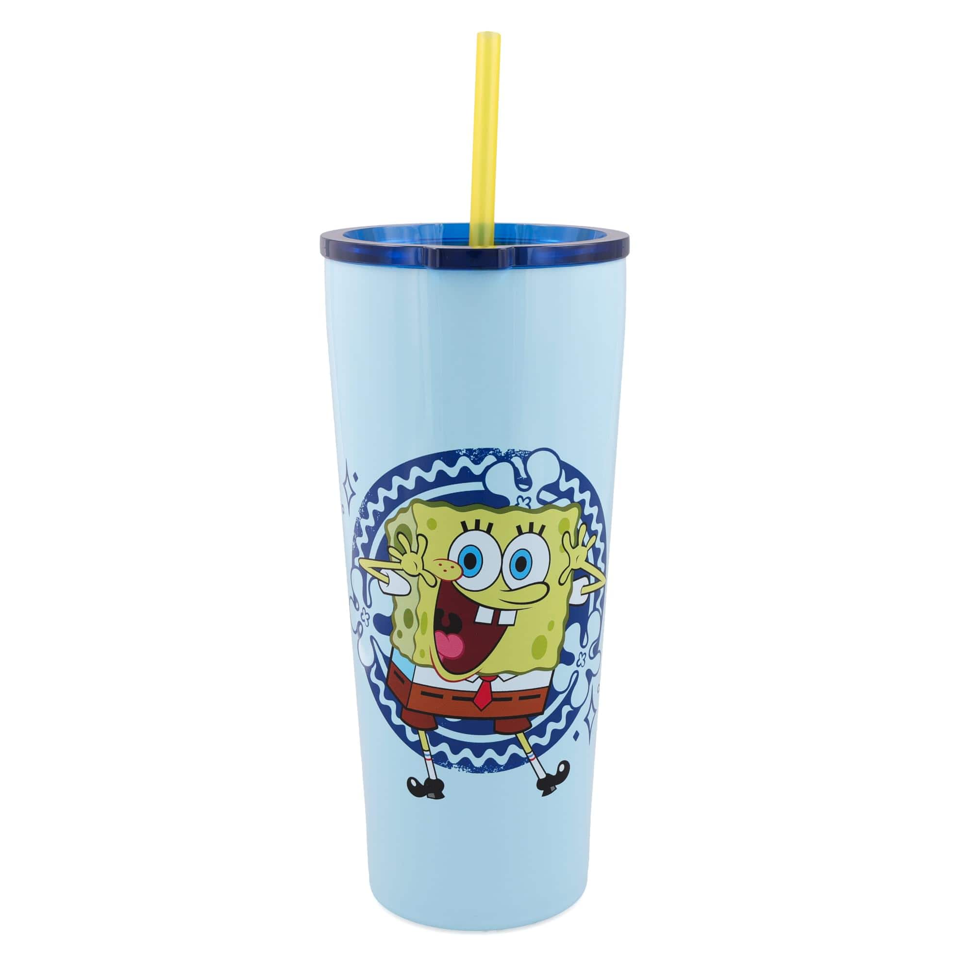 Silver Buffalo - Nickelodeon Spongebob Squarepants 22-Ounce Stainless Steel Tumbler With Lid - Blue