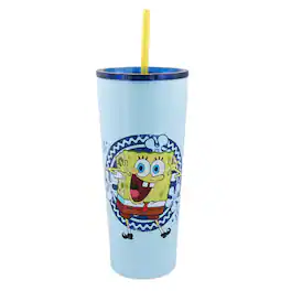 Silver Buffalo - Nickelodeon Spongebob Squarepants 22-Ounce Stainless Steel Tumbler With Lid - Blue