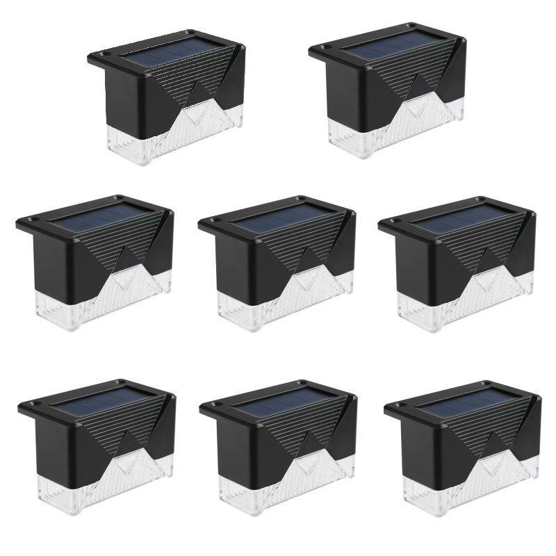 Alt View 5. COWIN - 8 Pack Solar LED Step Lights Waterproof Outdoor Deck Fence Lighting for Yard Patio - Black.