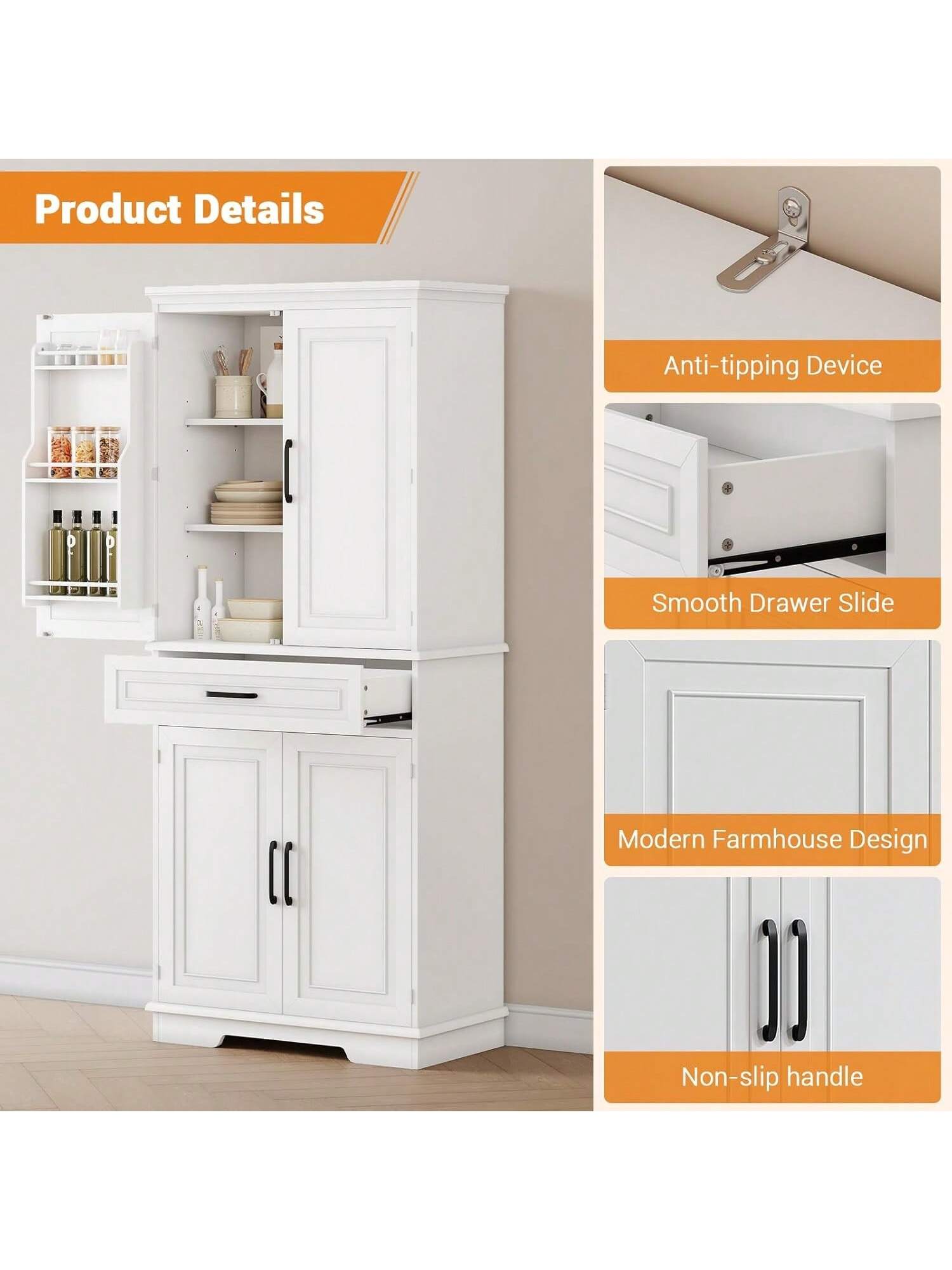 Product Details

- Anti-tipping Device
- Smooth Drawer Slide
- Modern Farmhouse Design
- Non-slip handle