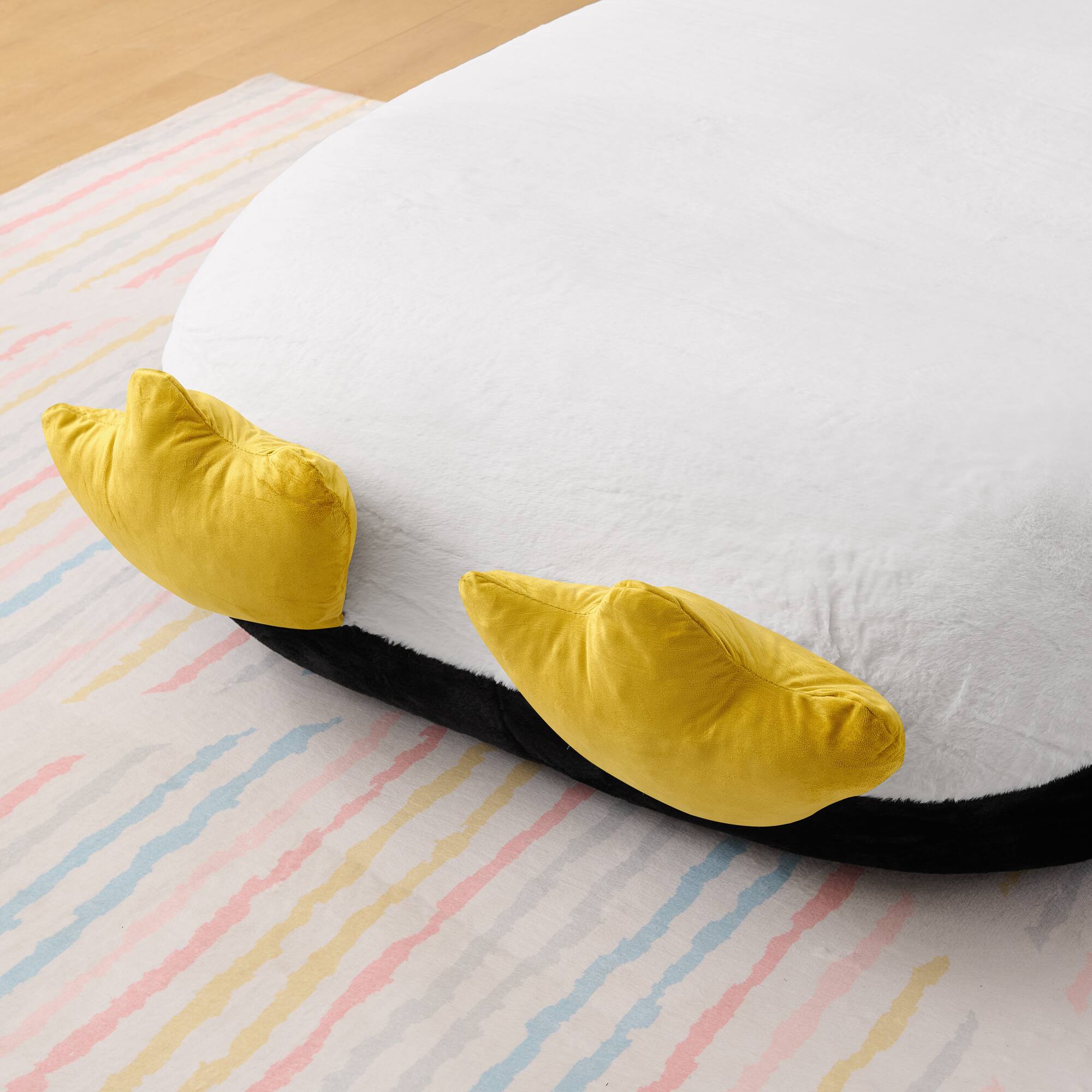 Alt View 1. Anysun - Twin Size Fluffy Faux Fur Penguin Shaped Bed Lounger Chair with 100% Sponge Filling for Kids Bedroom Playroom - Black.