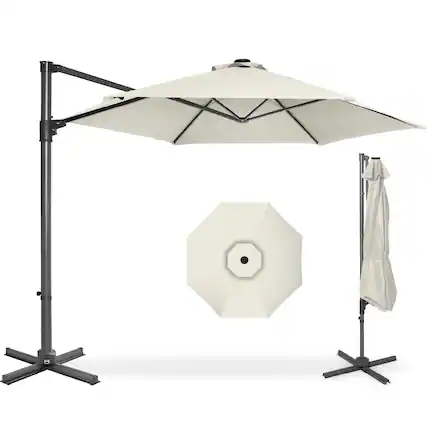 Front. Best Choice Products - Best Choice Products 10ft 360 Rotating Cantilever Offset Hanging Patio Umbrella - Ivory - Ivory.