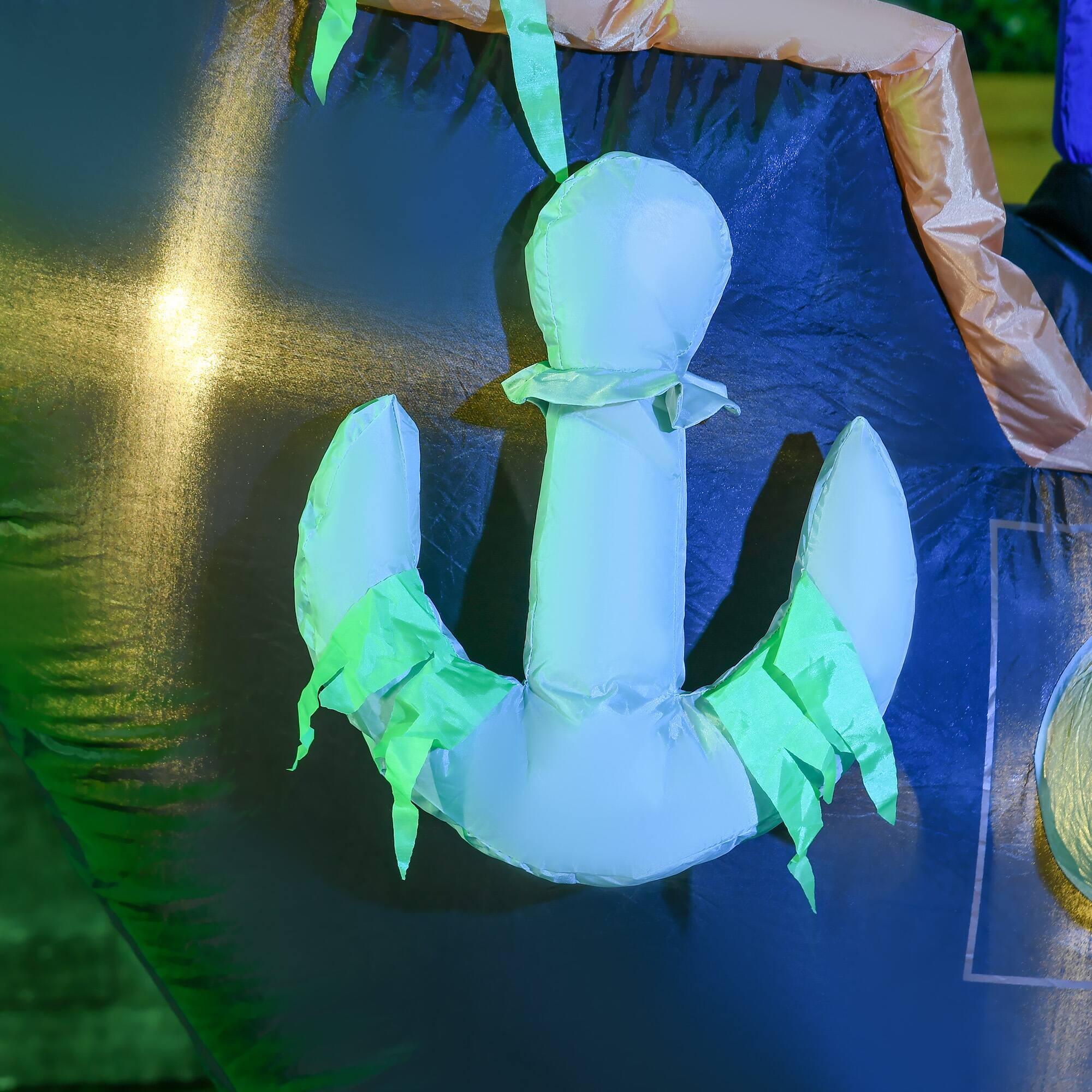 Alt View 7. Homcom - 7ft Halloween Inflatables, Skeleton Pirate Ship, Outdoor Blow Up Yard Decoration with Build-in LED - Black.