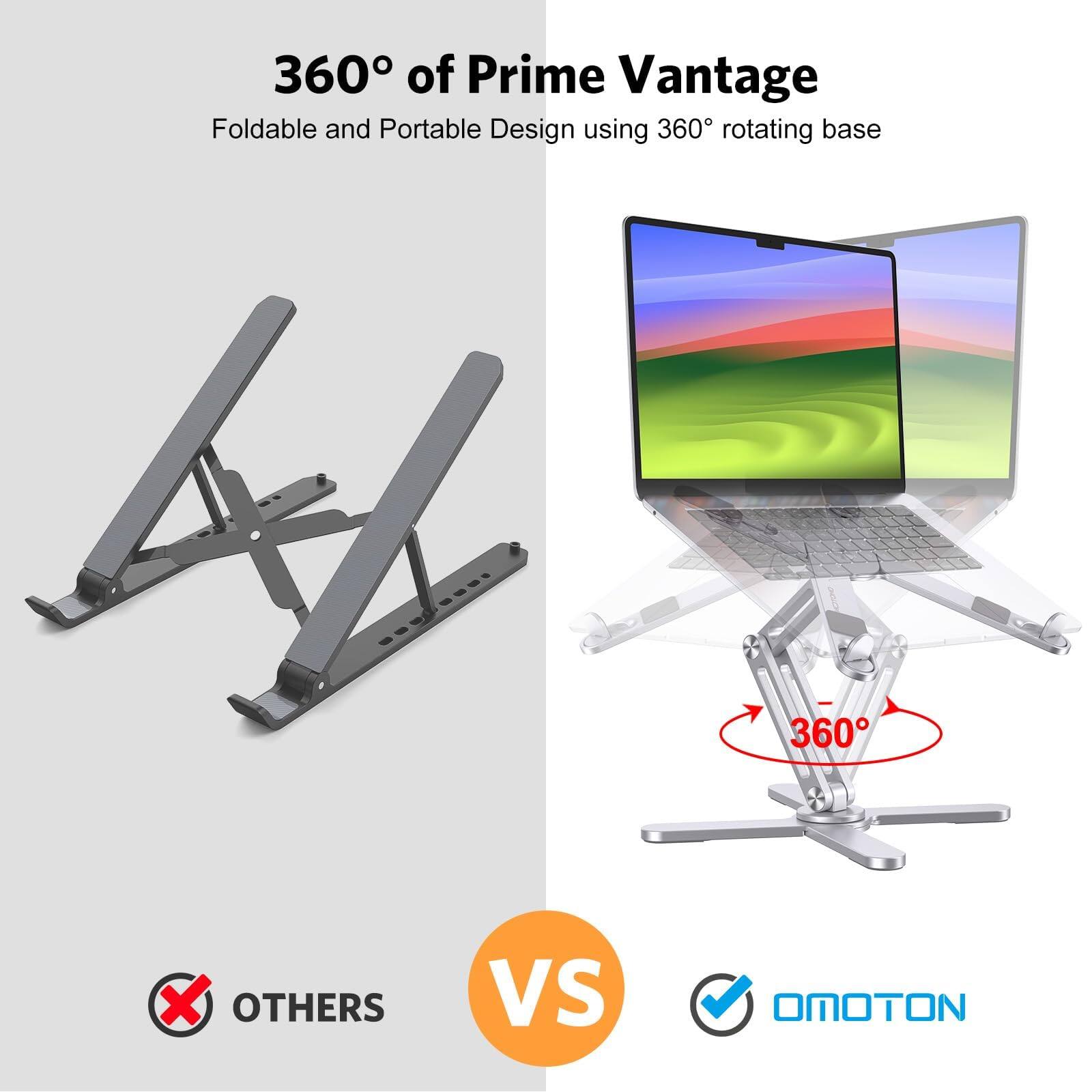 360° of Prime Vantage  
Foldable and Portable Design using 360° rotating base  

OTHERS VS OMOTON