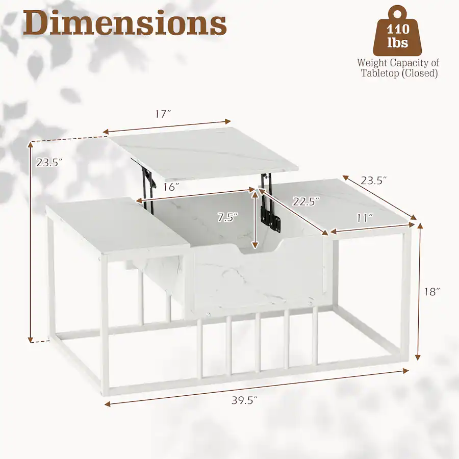 Cover Table Ramp Gymax Lift Top Coffee Table w/ Hidden Storage & Heavy Duty Metal Frame ...