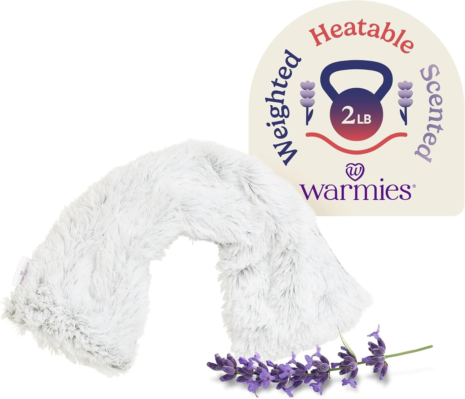 Warmies - Microwavable Neck & Shoulder Wrap, Neck Heating Pad, Gray, 2 lb - White Grey