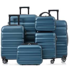 BreeBe - 6 Piece ABS Hardshell Luggage Set with Dual Spinner Wheels, Lightweight Carry On and Check In Suitcases - Inky Blue