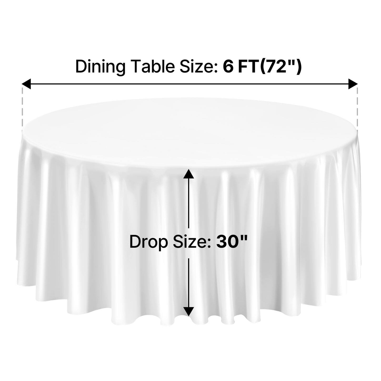 Dining Table Size: 6 FT (72")  
Drop Size: 30"