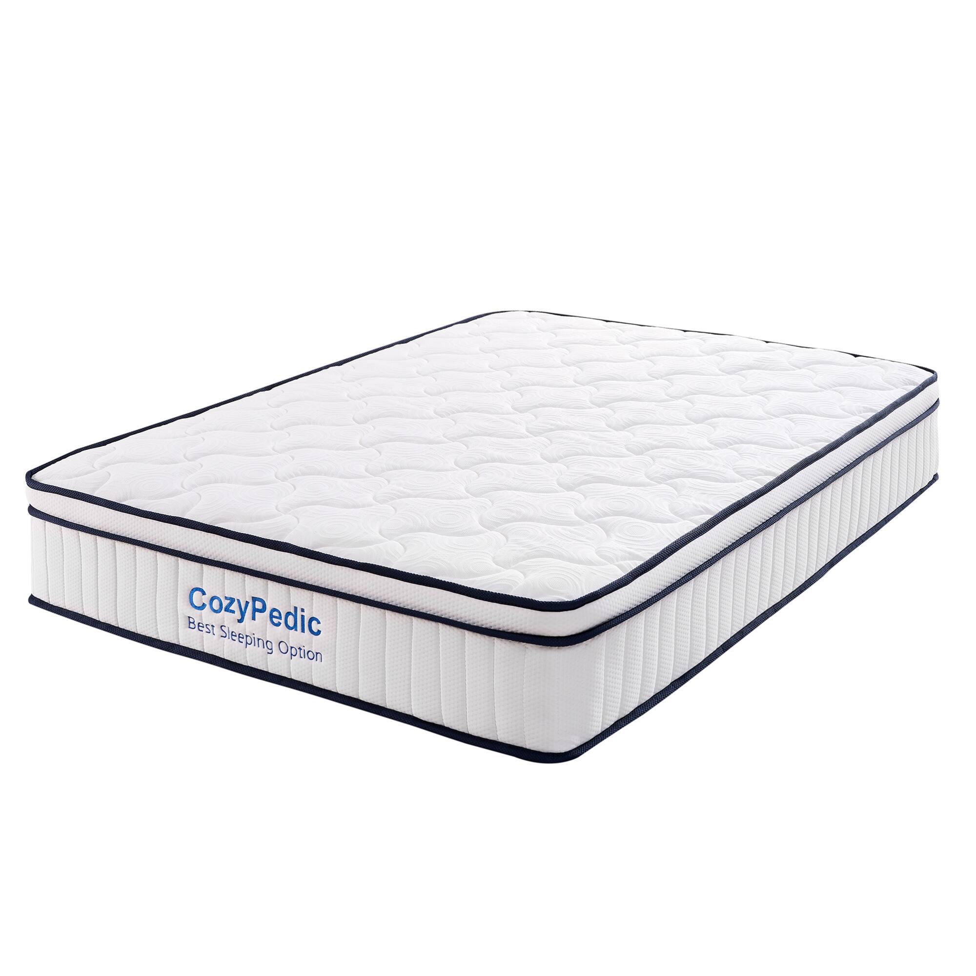 GOODSILO - Queen Size Medium Firm Mattress with Memory Foam and Pocket Springs for Back Pain Relief and Cooling Comfort - White