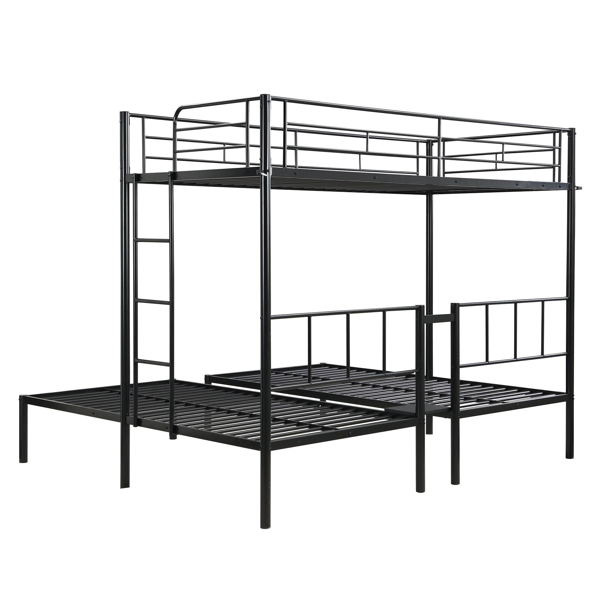 Alt View 8. Boyel Living - Twin Over Twin Over Twin Metal Triple Bunk Bed with Vertical Ladder and Safety Rails - Black.
