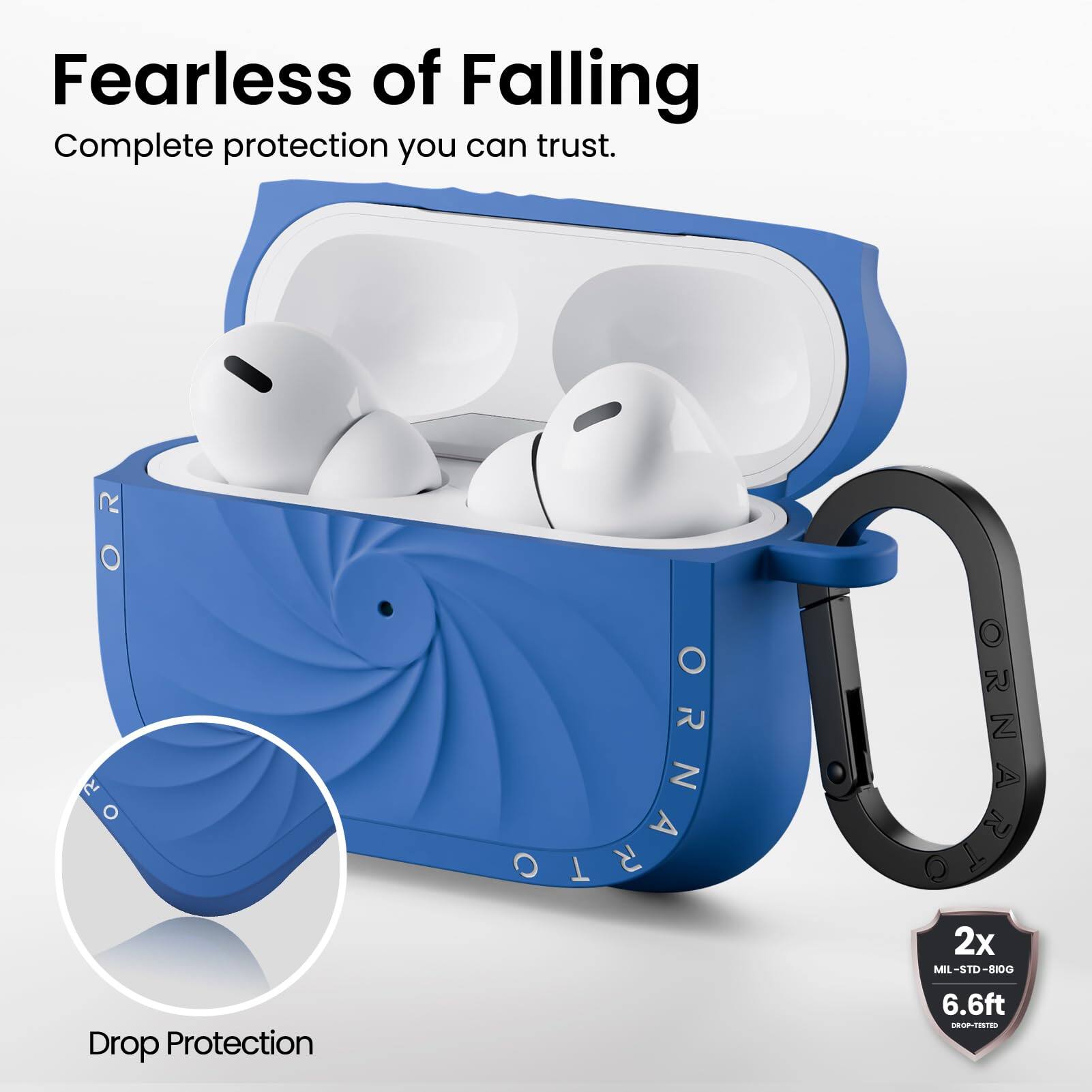 Fearless of Falling  
Complete protection you can trust.  

Drop Protection  

2x  
MIL-STD-810G  
6.6ft  
DROP-TESTED