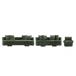 Manhattan Comfort - Verandah Mid-Century Modern 3-Piece Sofa Set - Olive Green