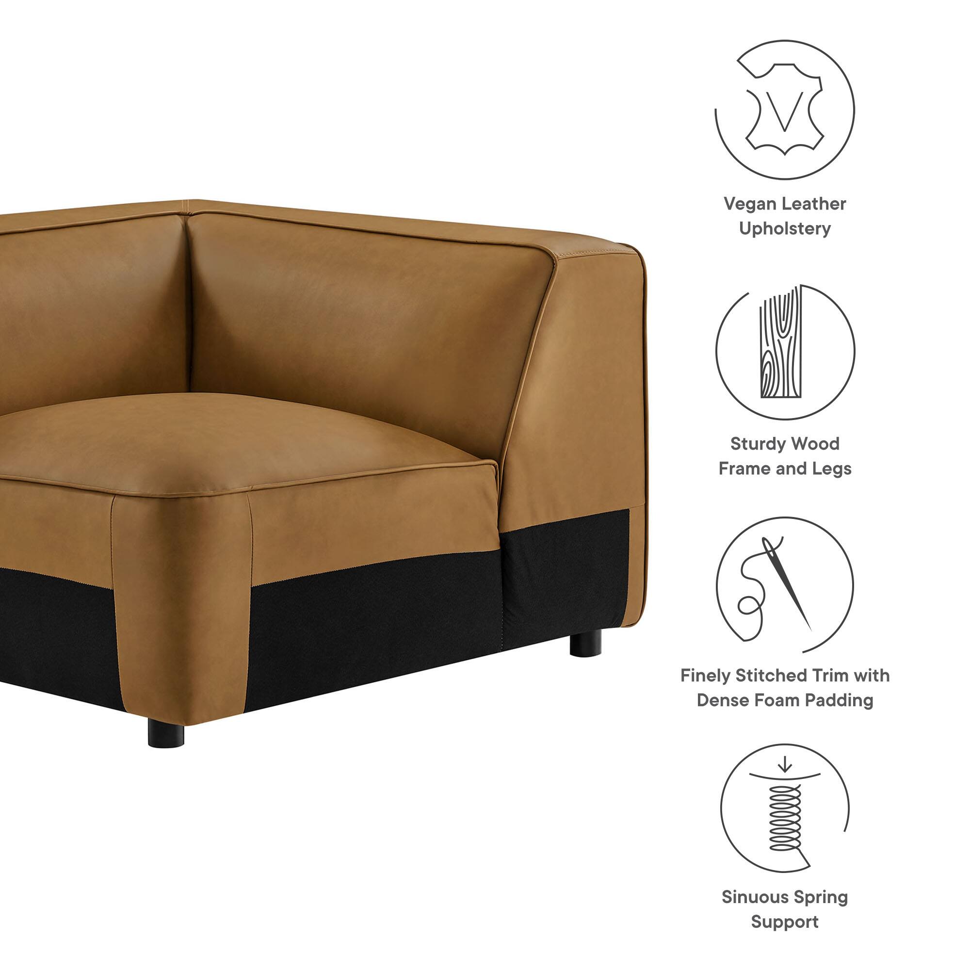 Vegan Leather Upholstery, Sturdy Wood Frame and Legs, Finely Stitched Trim with Dense Foam Padding, Sinuous Spring Support