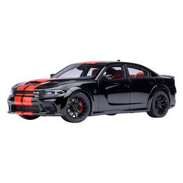 Dodge Charger SRT Hellcat Redeye Pitch Black with Red Stripes and Interior 1/18 Model Car by Autoart