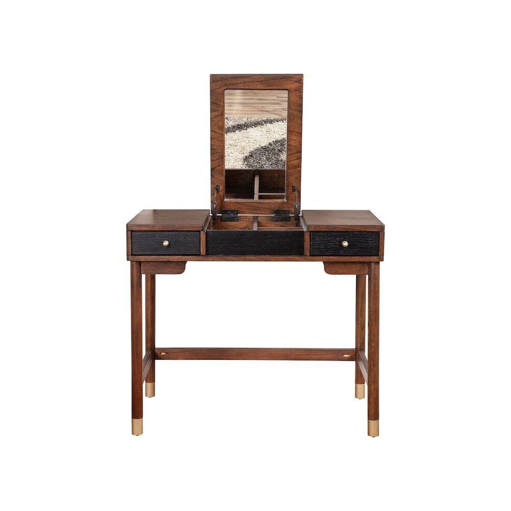 Back. Alpine Furniture - Belham Bedroom Vanity - Two Tone - Dark Walnut & Black.