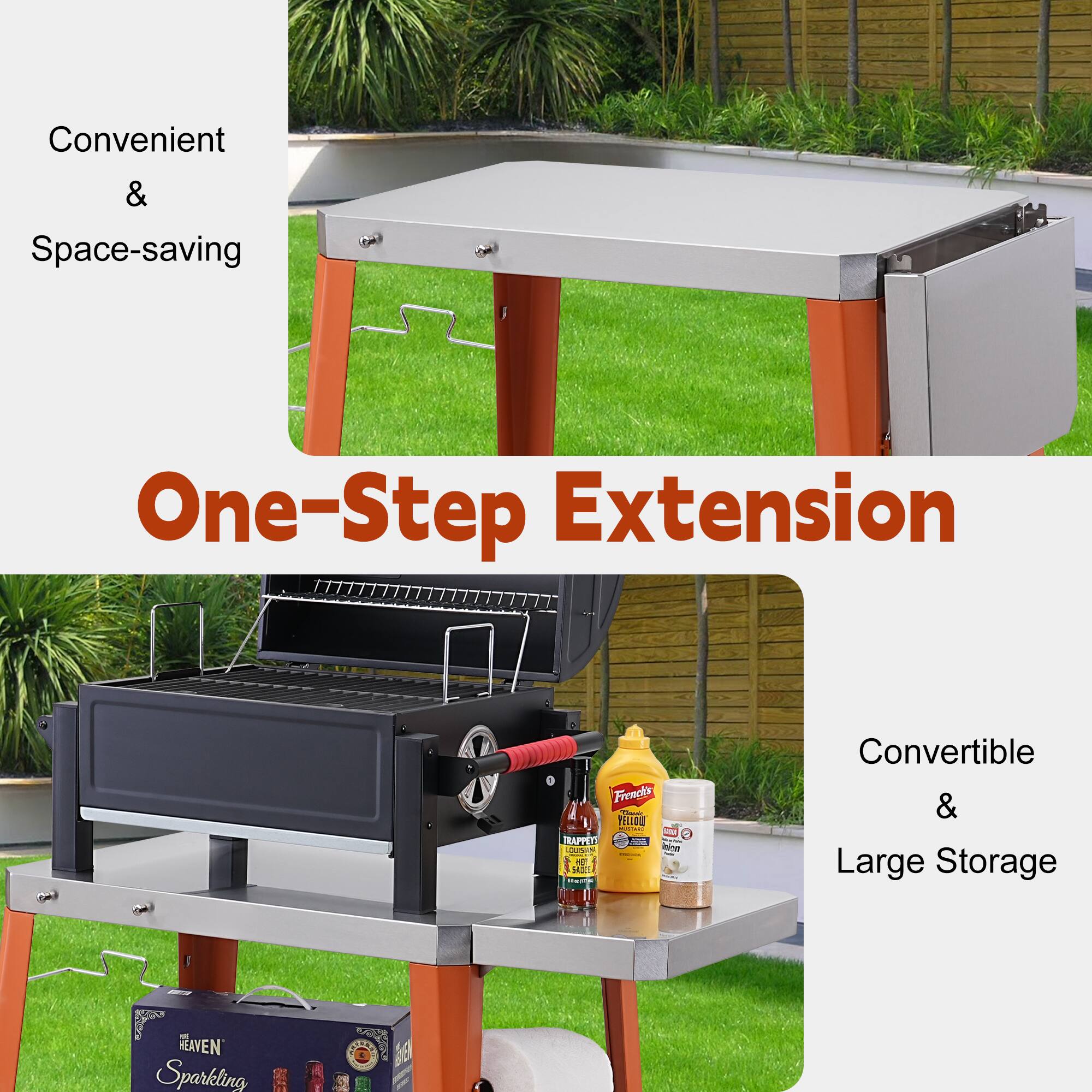 Convenient & Space-saving  
One-Step Extension  
Convertible & Large Storage