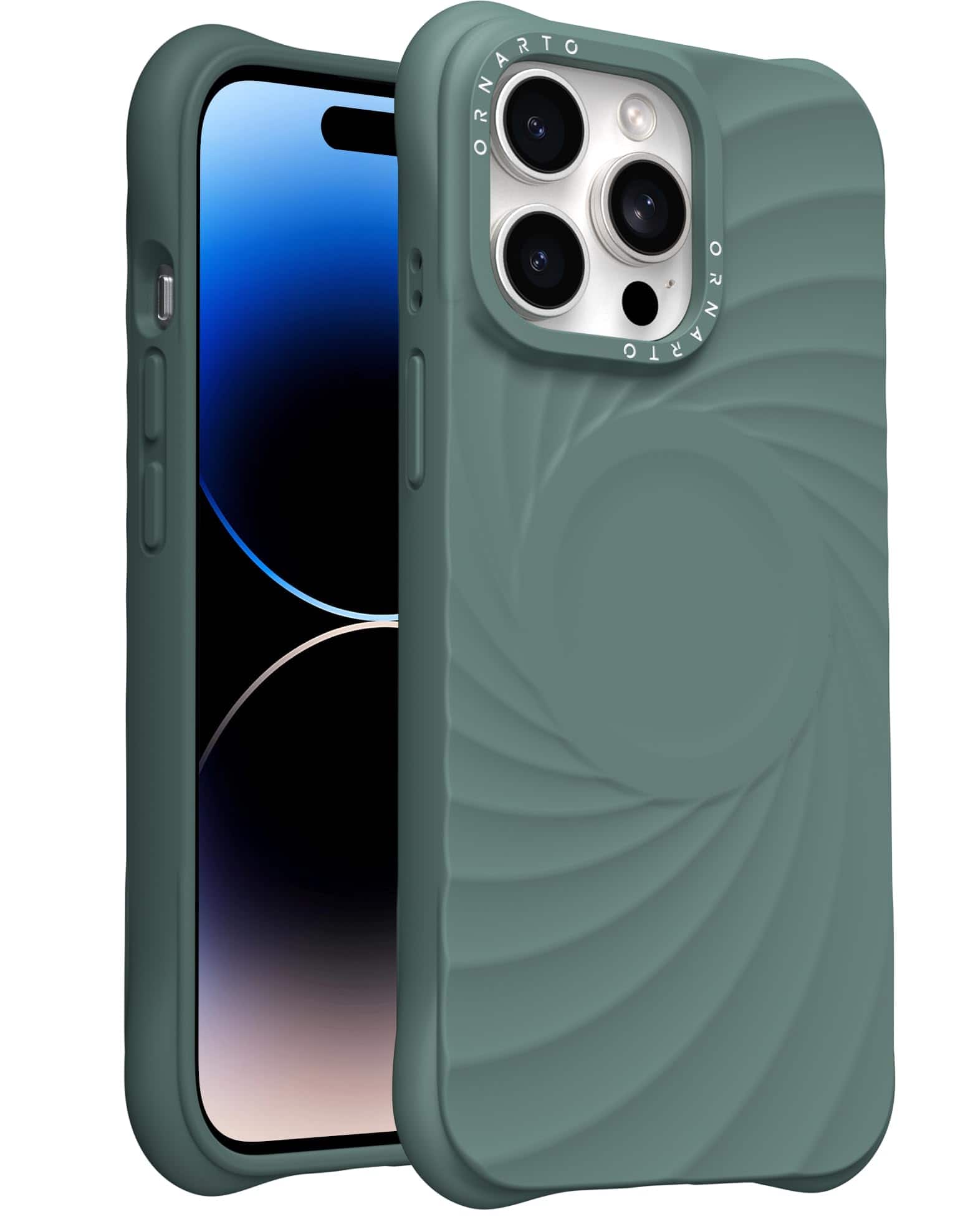 Ornarto - Vortuxe for iPhone 14 Pro Max Case 6.7",Compatible with MagSafe,Sleek Liquid Silicone Phone Cover - Pine Green