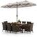 Alt View 11. Costway - 11 PCS Patio Dining Set with 15ft Double-Sided Patio Umbrella (Base Included) - Mix Brown + Beige.