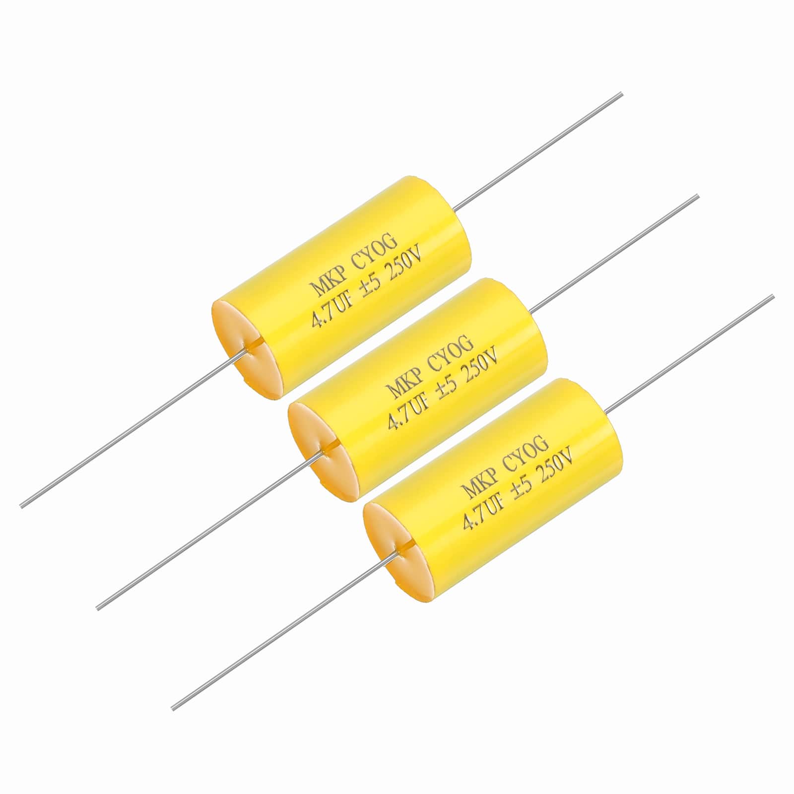 Unique Bargains - 3pcs 4.7uf Frequency Divider Capacitor, 250V Axial Audio Speaker Crossover MKP Film Capacitor - Yellow price history on PriceWatchPro