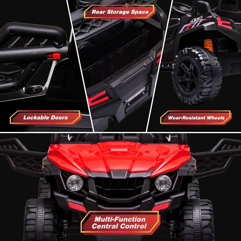 Acekool - 12V Kids Truck Car Electric Ride for Toddles - Red