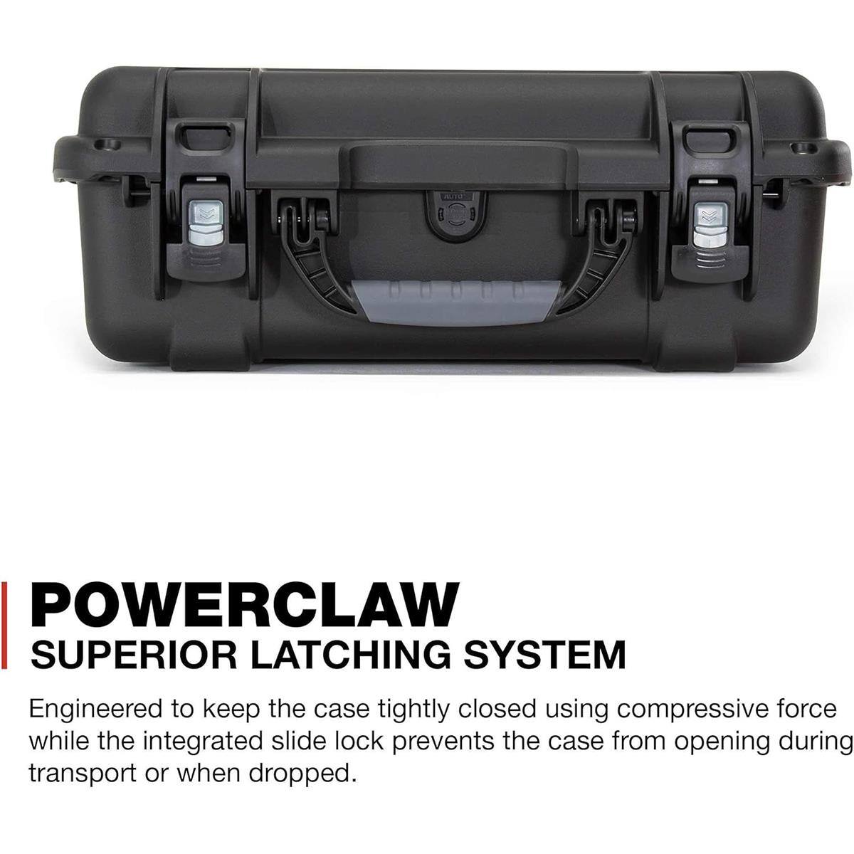 POWERCLAW SUPERIOR LATCHING SYSTEM  
Engineered to keep the case tightly closed using compressive force while the integrated slide lock prevents the case from opening during transport or when dropped.