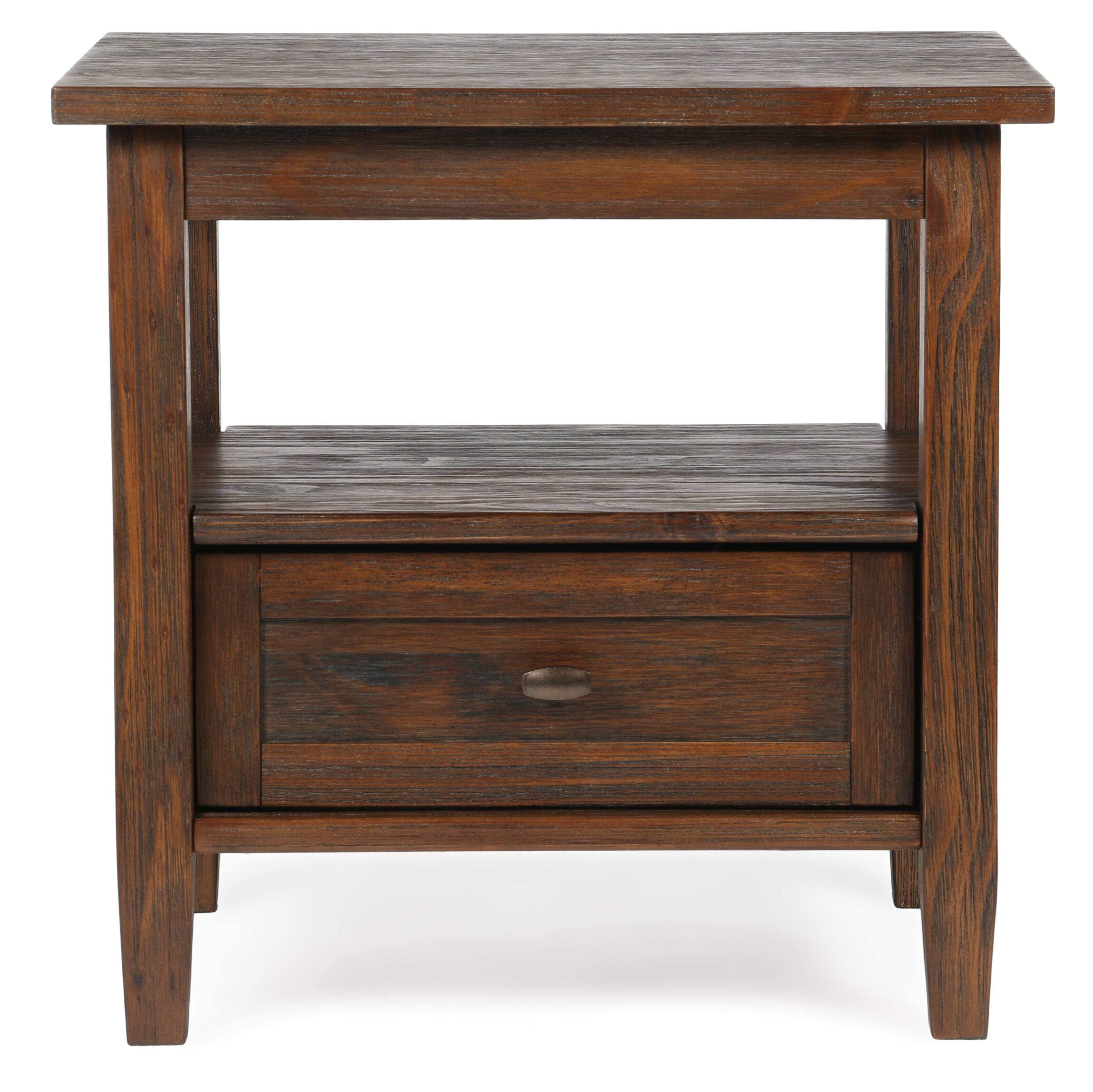 Angle. Simpli Home - Warm Shaker 20 inch End Table (Set of 2) - Distressed Charcoal Brown.