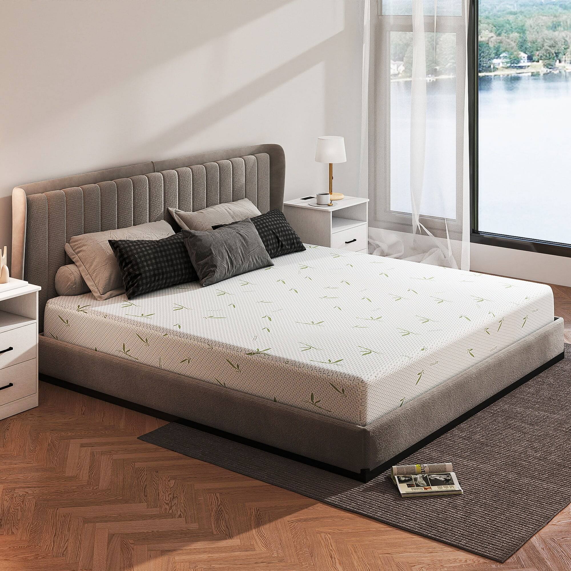 Alt View 5. Kadyn - Memory Foam Mattress, Green Tea & Cooling Gel, Fiberglass-Free, Medium Firm Bamboo - White.