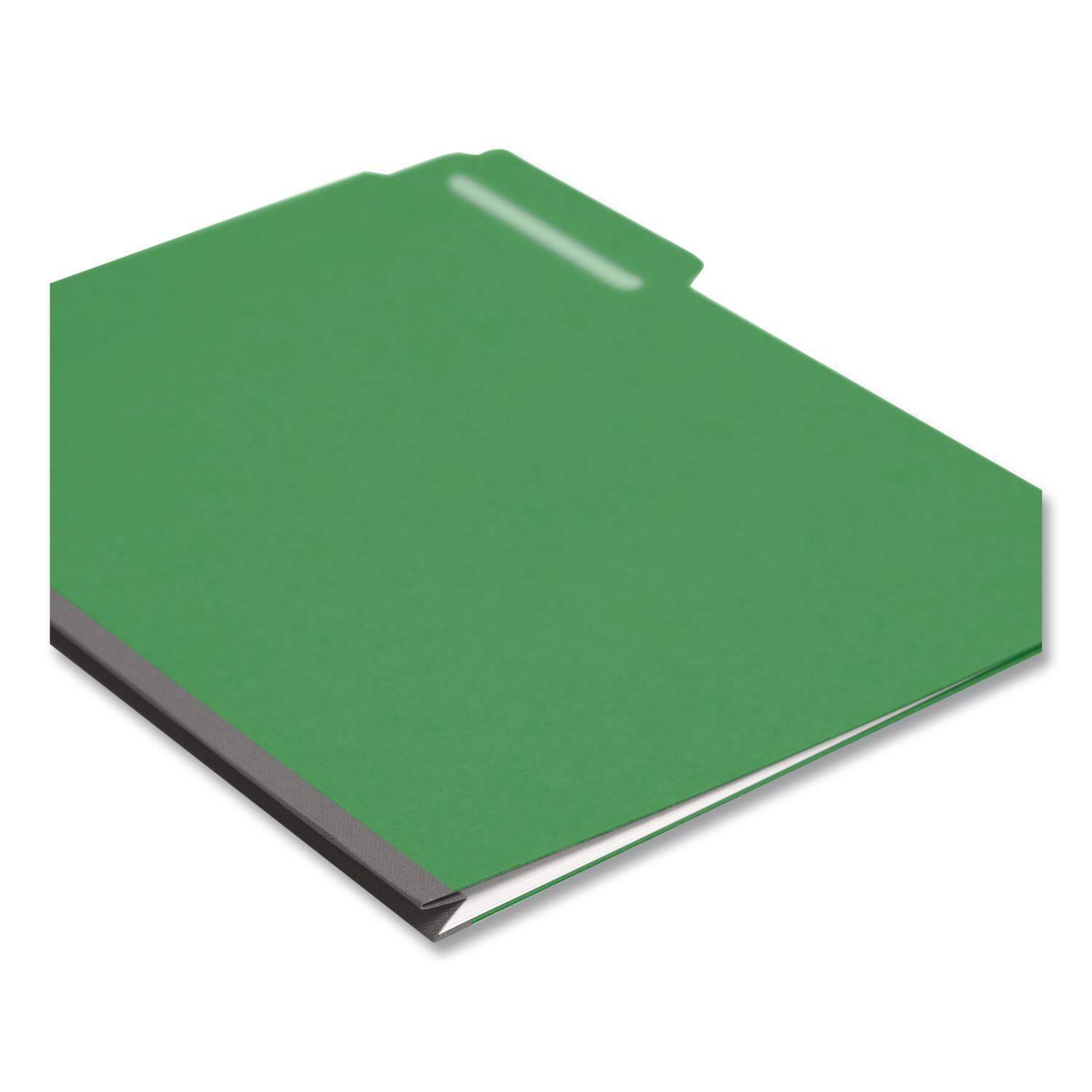 Left. Smead Manufacturing - Expanding Recycled Heavy Pressboard Folders, 1/3-Cut Tabs: Assorted, Letter Size, 1" Expansion, Green, 25/Box.