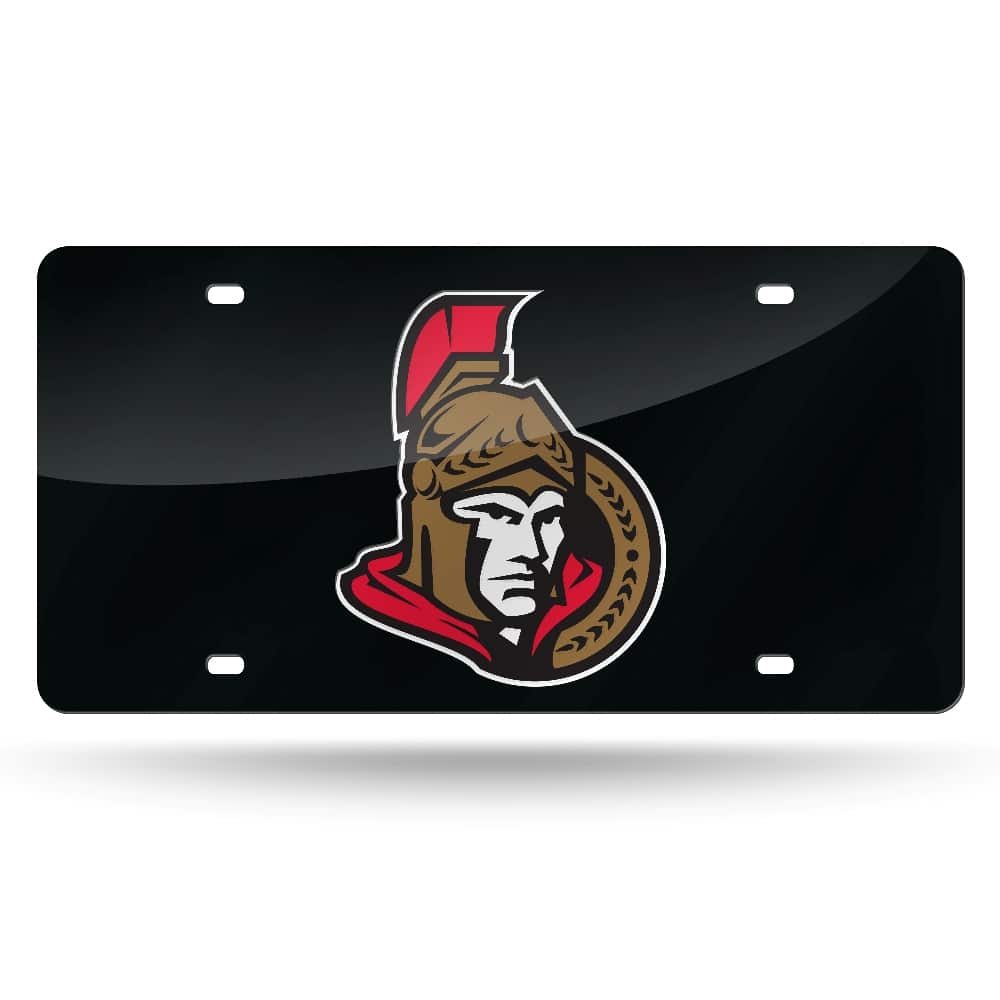 Rico Industries - Ottawa Senators Black Mirror Look Acrylic License Plate Laser Tag - Multi