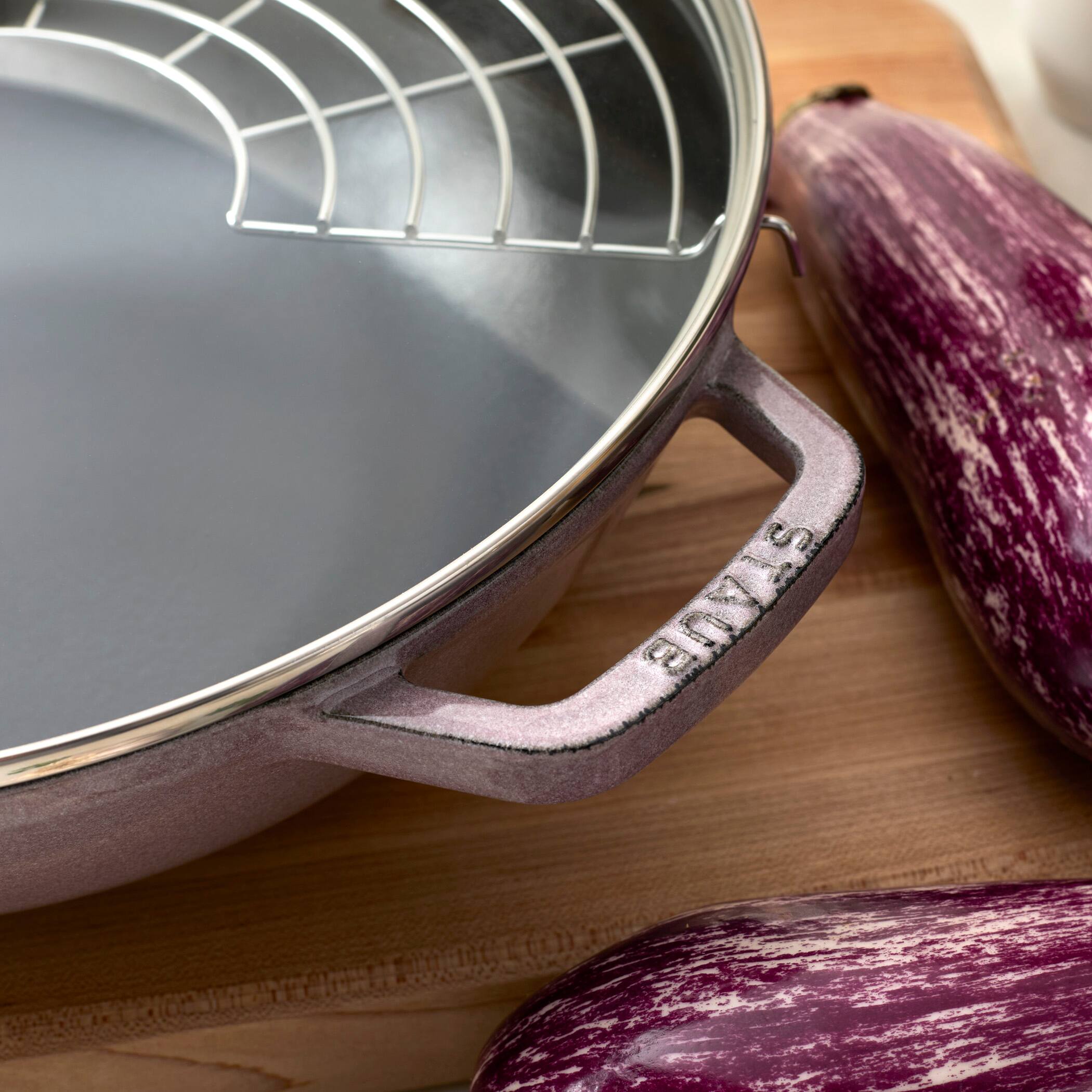 Alt View 3. Staub - Staub Cast Iron Perfect Pan , Dutch Oven, 4.5-quart,  serves 4-5, Made in France, Lilac - Lilac.