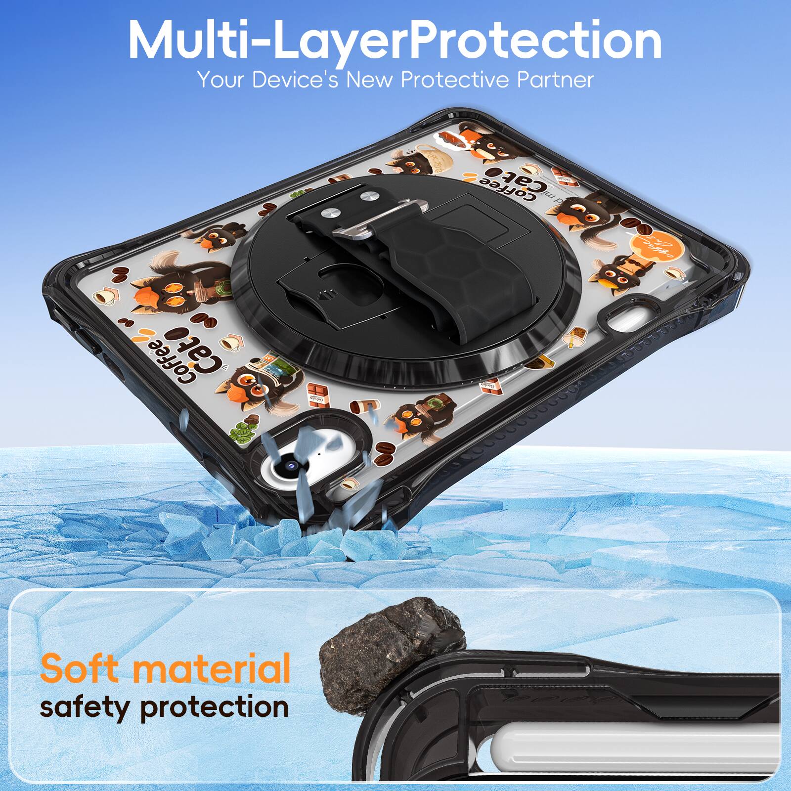 Multi-Layer Protection  
Your Device's New Protective Partner  

Coffee Cat  

Soft material safety protection