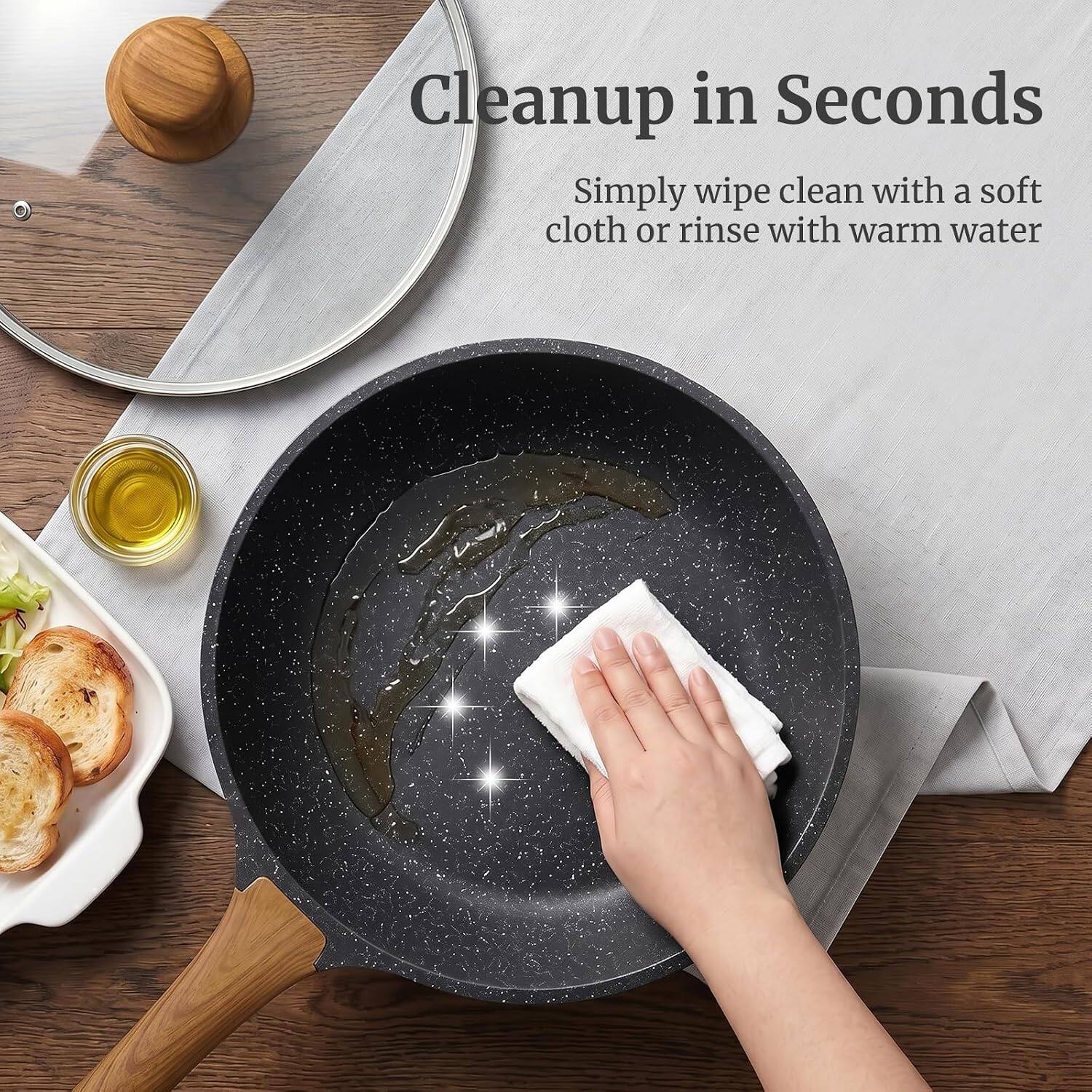 Cleanup in Seconds  
Simply wipe clean with a soft cloth or rinse with warm water