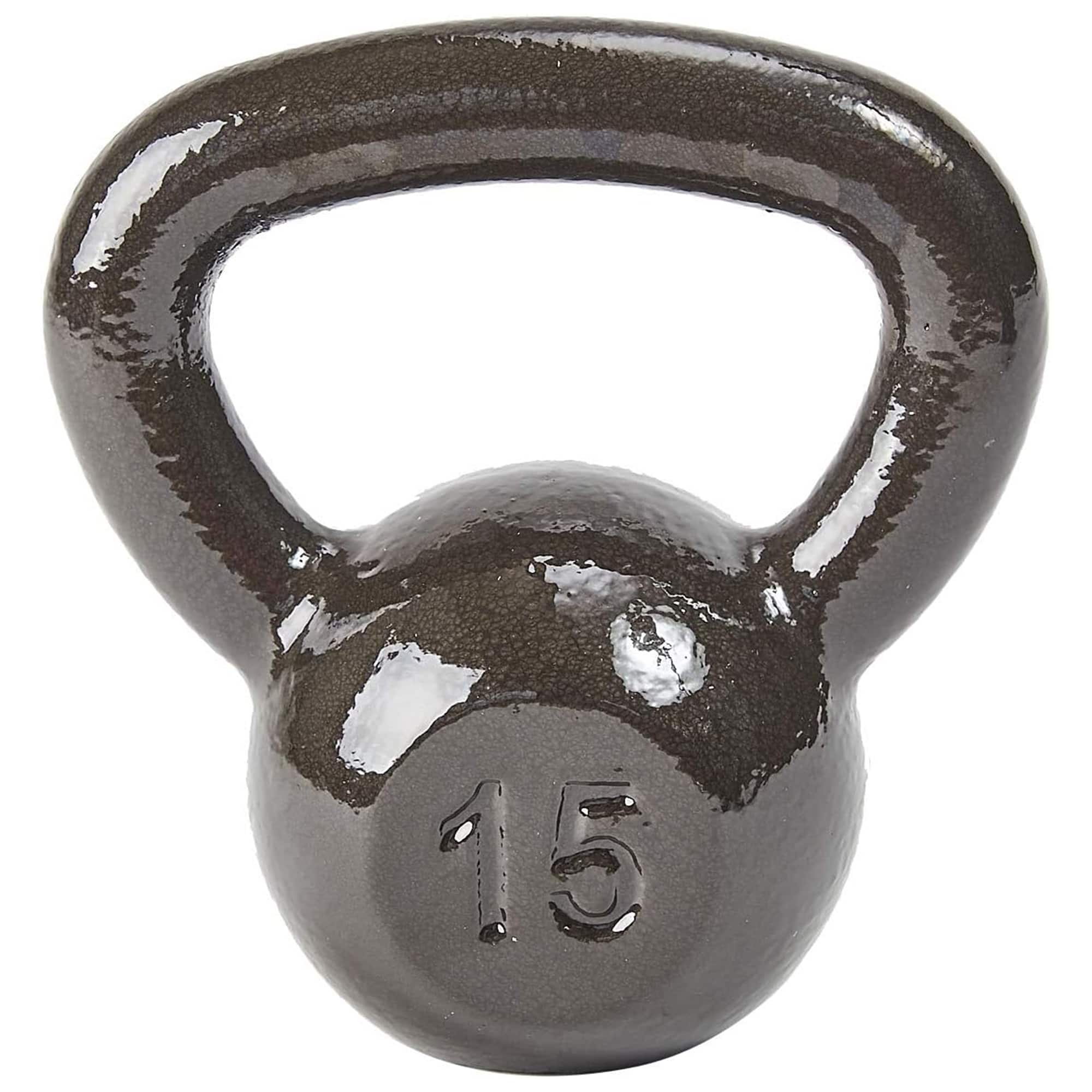 BalanceFrom Fitness - B​alanceFrom 15LB​ Cast Iron Kettlebell for Home Gym Strength Training Exercise - Gray