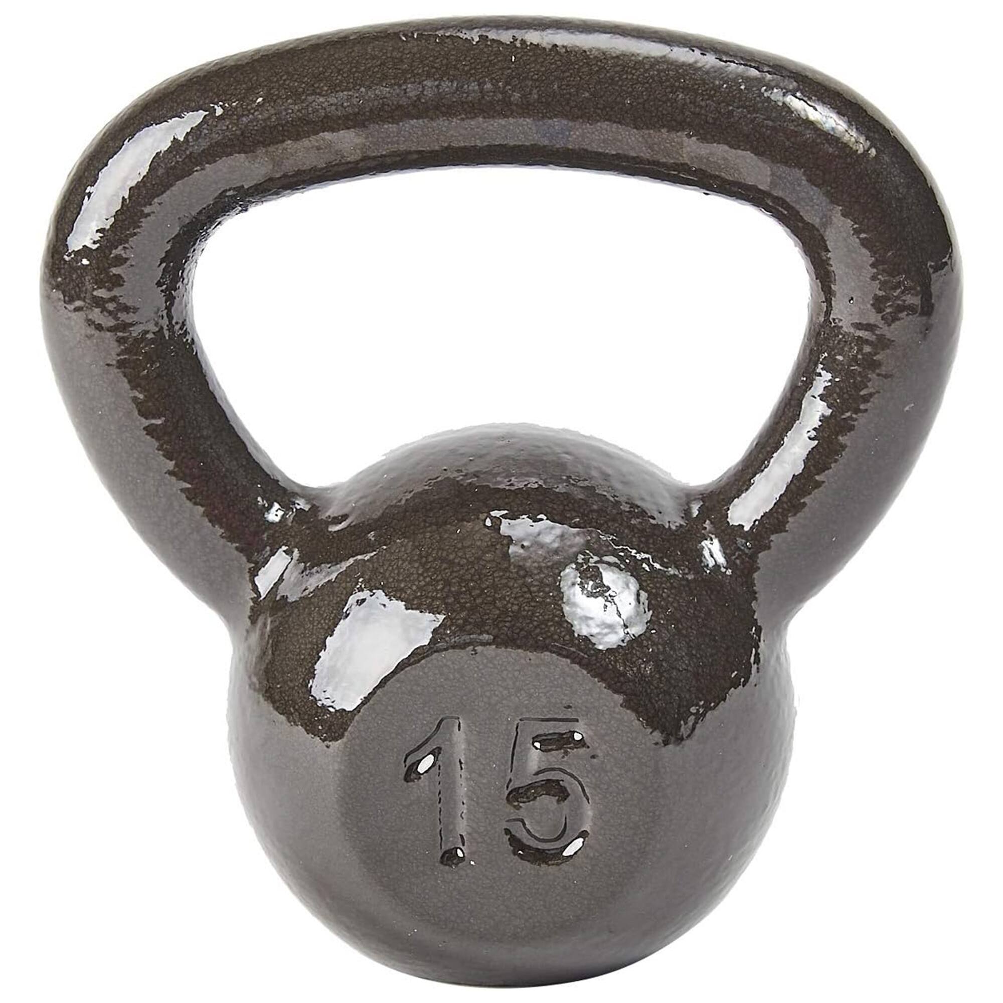 Front. BalanceFrom Fitness - B​alanceFrom 15LB​ Cast Iron Kettlebell for Home Gym Strength Training Exercise - Gray.
