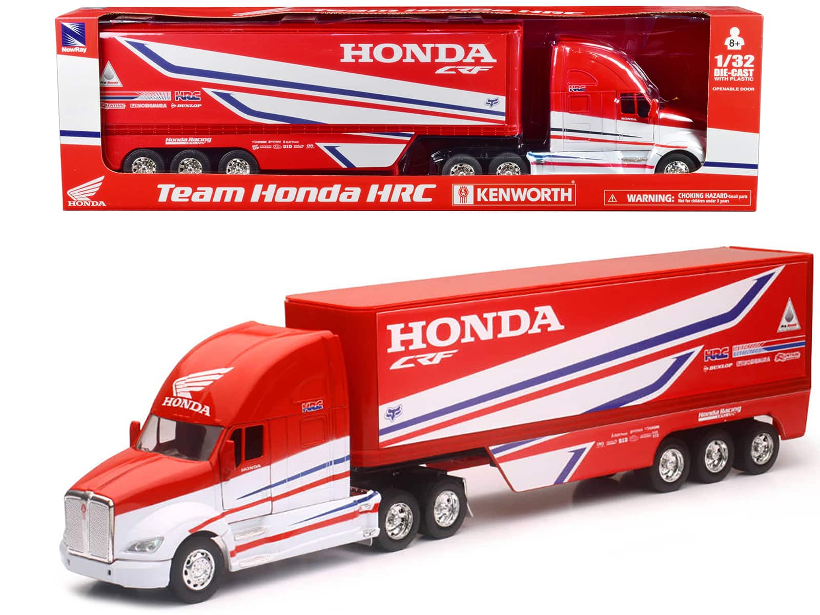 "Kenworth Semi-Truck Red and White ""Team Honda HRC"" 1/32 Diecast Model by New Ray" price history on PriceWatchPro