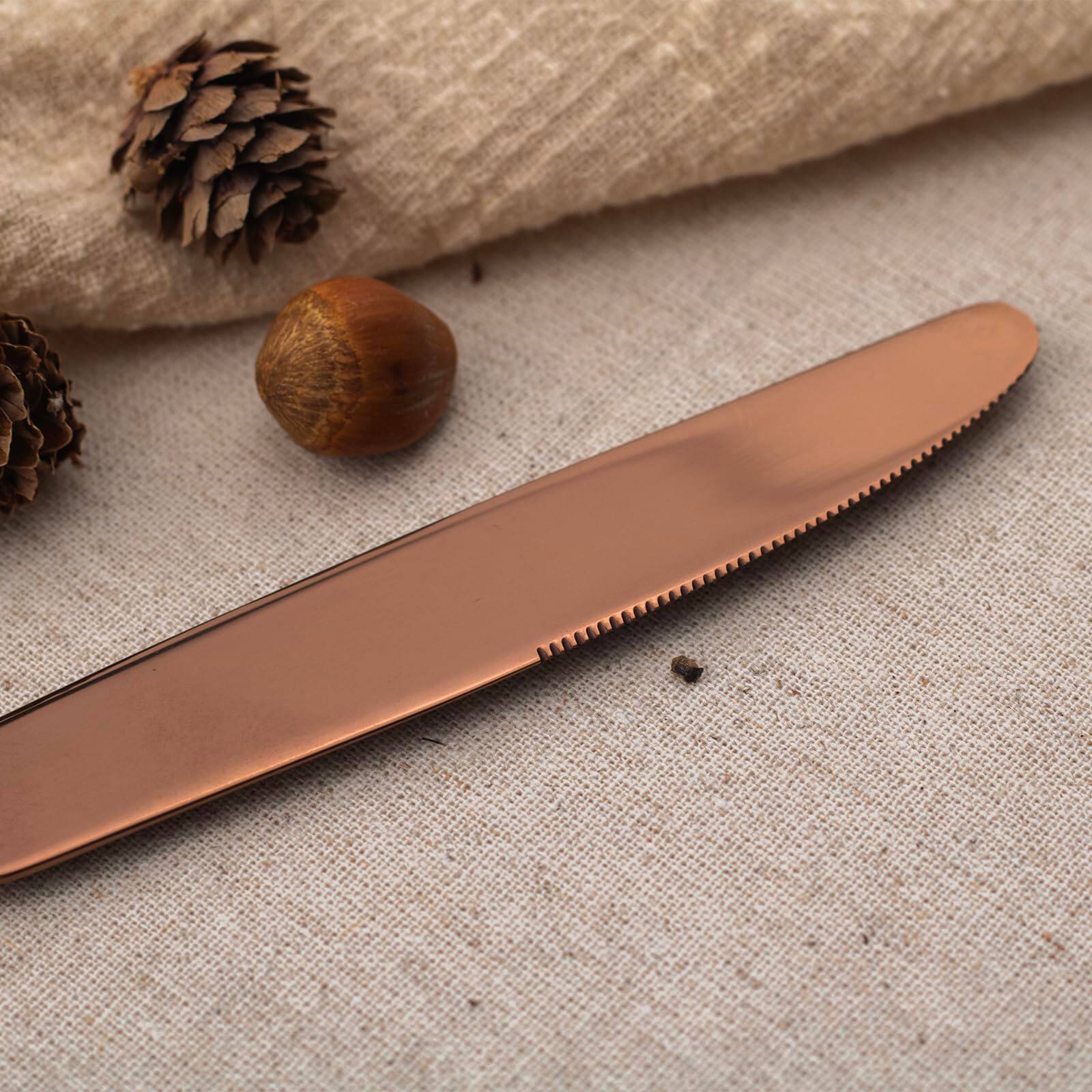 Back. Dazzed Corner - 40-Piece Silverware Set,Service for 8,Stainless Steel Flatware Set,Dishwasher Safe - Rose Gold.