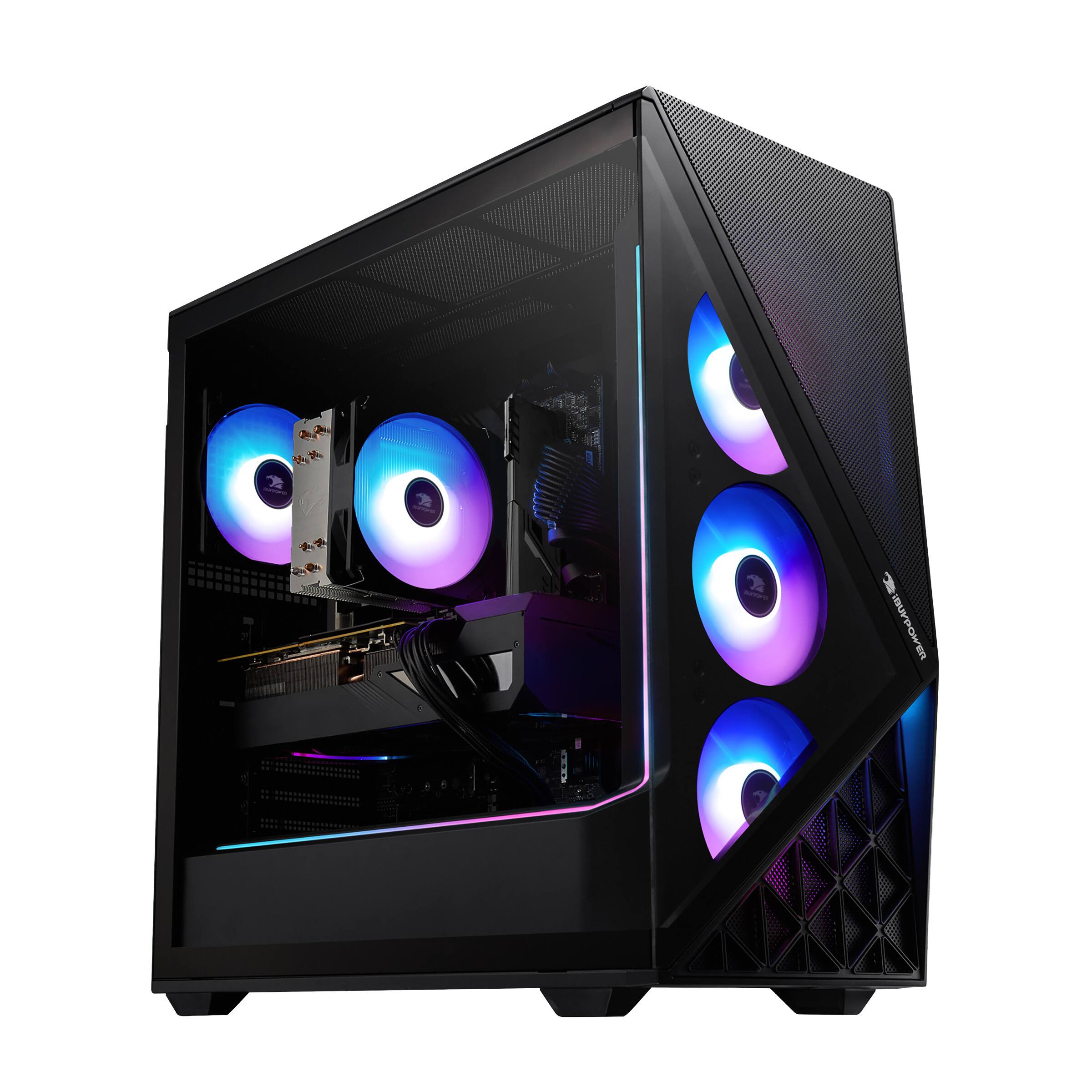 Angle. iBUYPOWER - iBUYPOWER Slate Gaming PC Desktop - Intel Core Ultra 7 265F, NVIDIA GeForce RTX 5060Ti 8GB, 16GB DDR5 RAM, 1TB NVMe SSD - Black.
