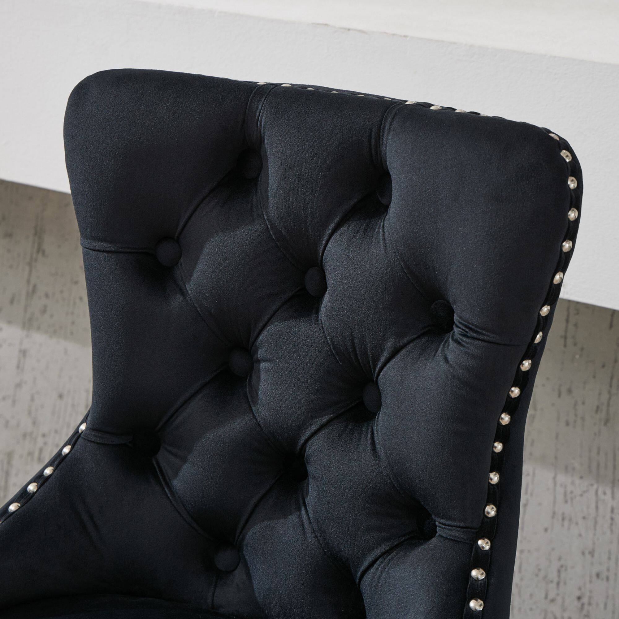 Alt View 5. GOODSILO - Adjustable Height Swivel Barstools with Velvet Upholstery and Chrome Base - Set of 2 for Home Bars and Kitchen Islands - Black.