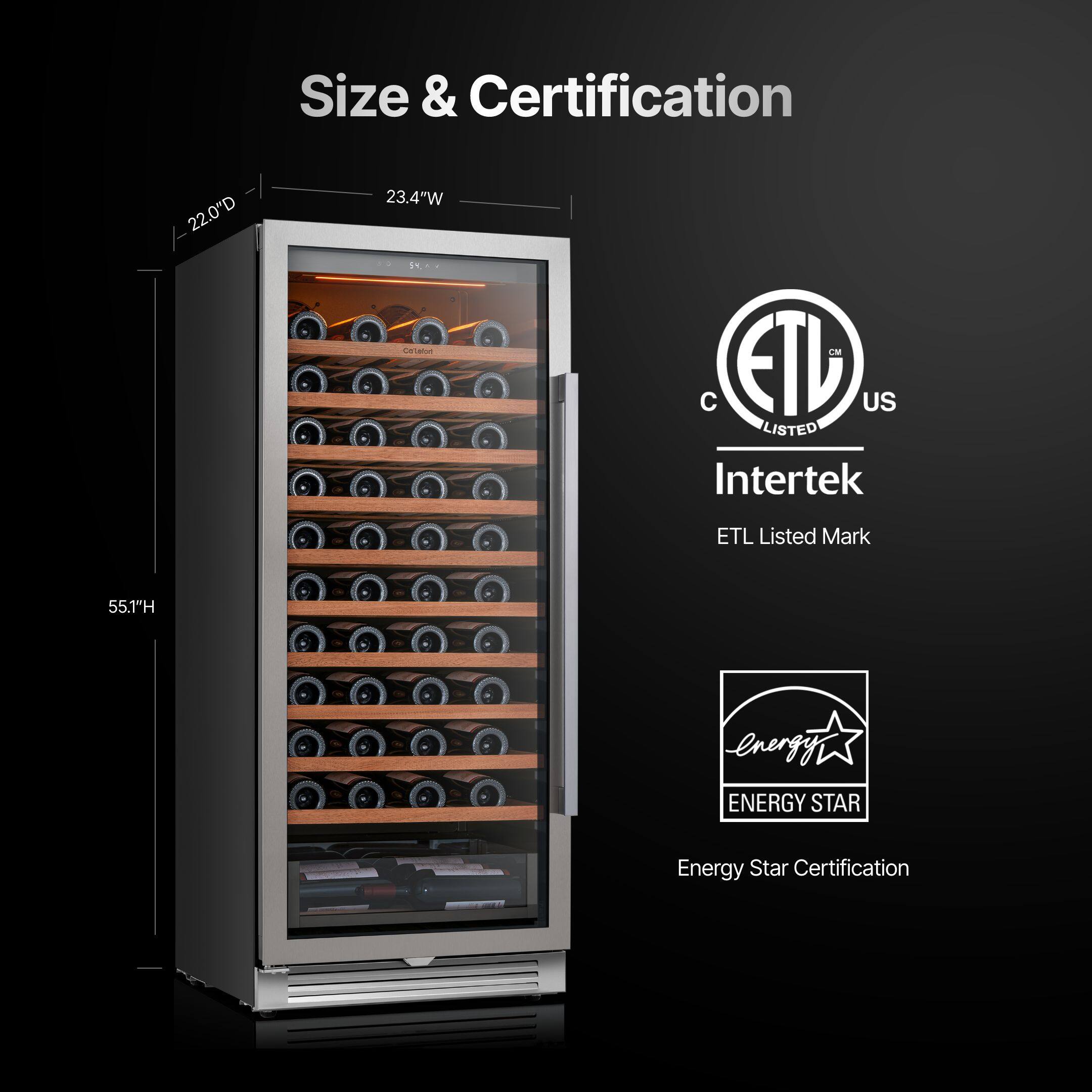 Size & Certification

- 22.0"D
- 23.4"W
- 55.1"H

Certifications:
- ETL Listed Mark (Intertek)
- Energy Star Certification