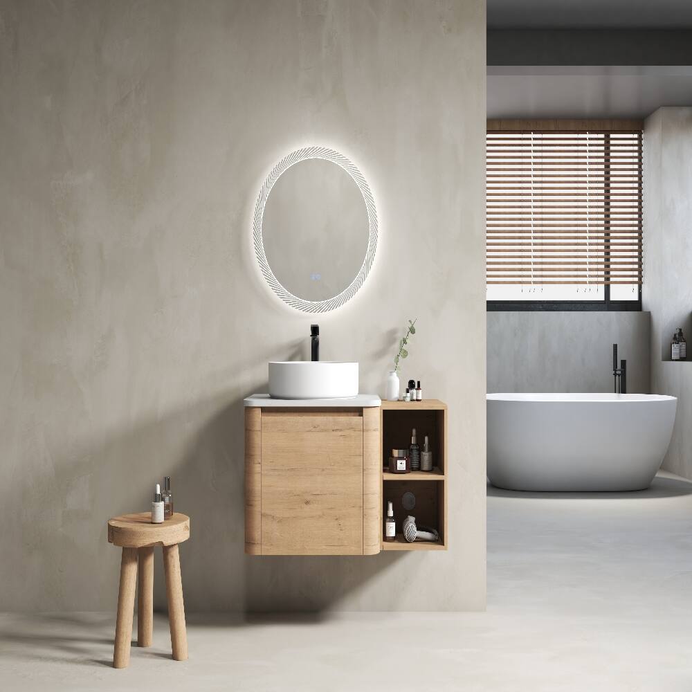 Angle. Loheer - Loheer 36 inch wall mounted bathroom vanity Imitative Oak Ceramic Sink - Imitative Oak.
