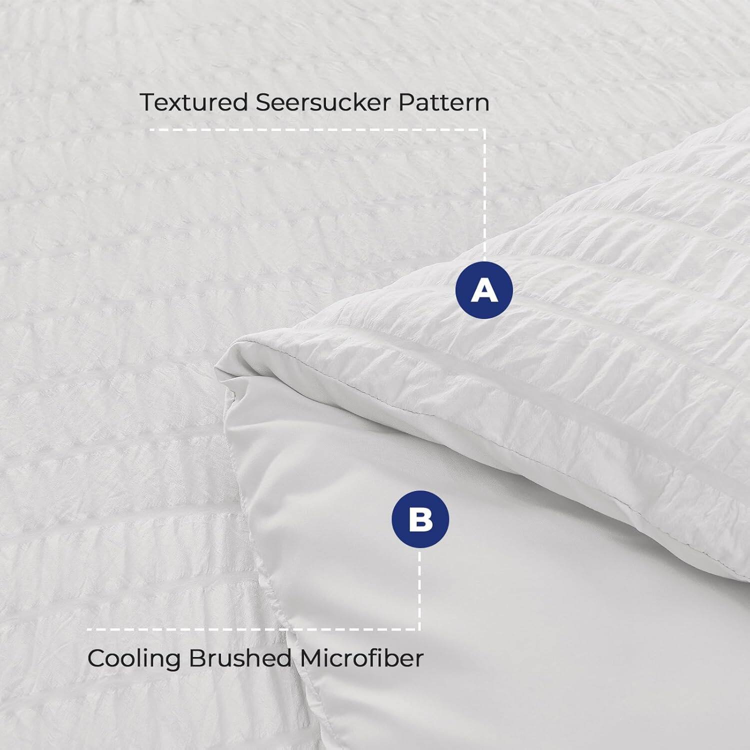 Textured Seersucker Pattern  
A  

Cooling Brushed Microfiber  
B