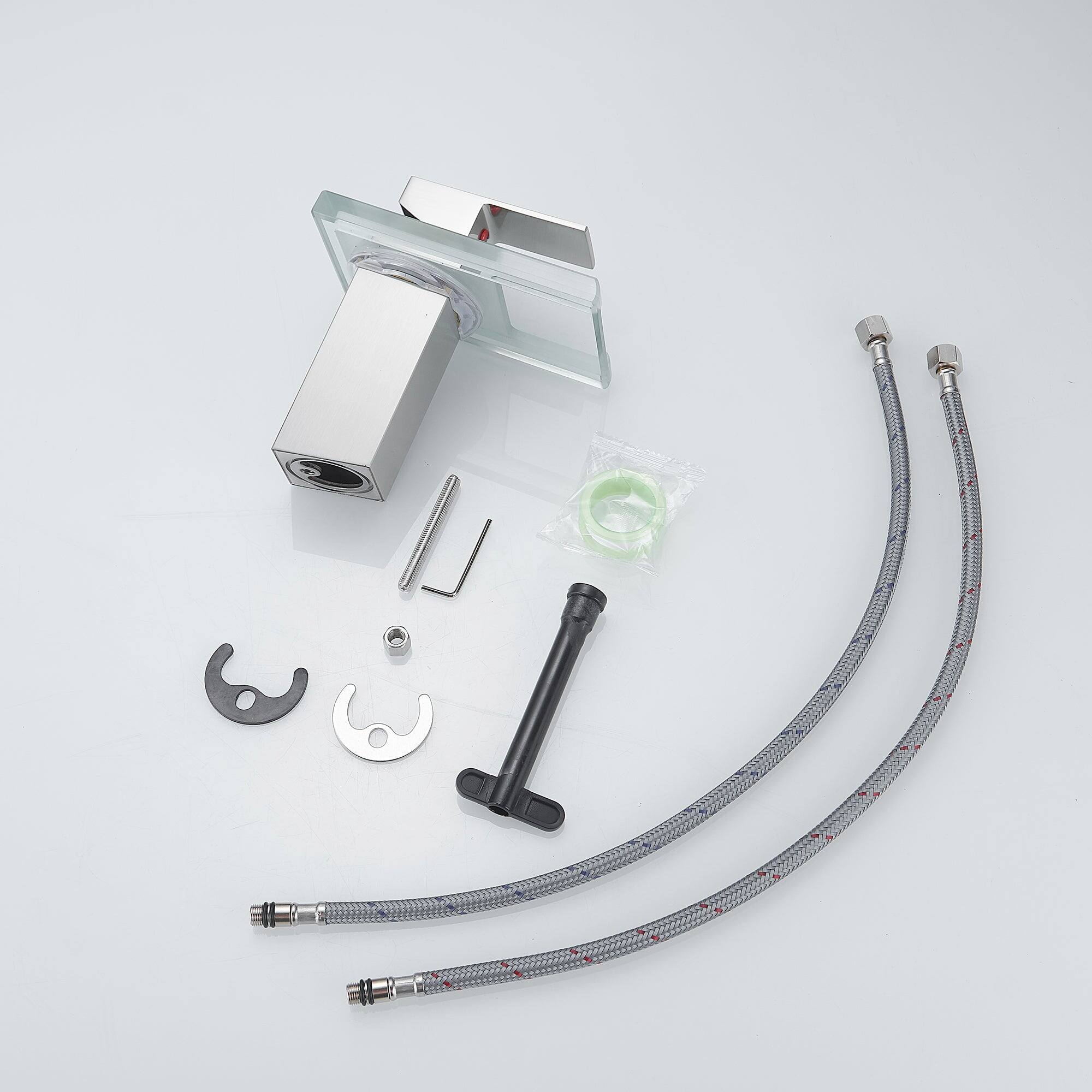 Alt View 2. Boyel Living - Single Handle Single Hole Bathroom Faucet Brushed Nickel with LED Temperature Sensor and Supply Hoses Easy Install - Brushed Nickel.