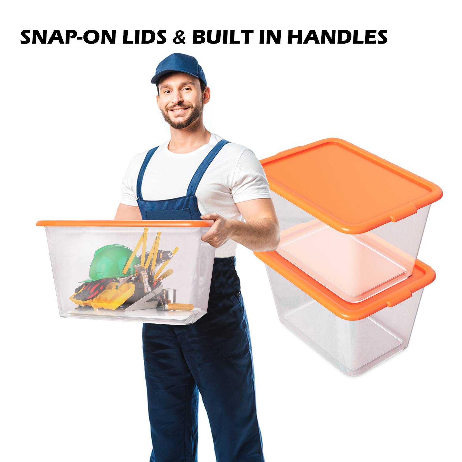 SNAP-ON LIDS & BUILT IN HANDLES