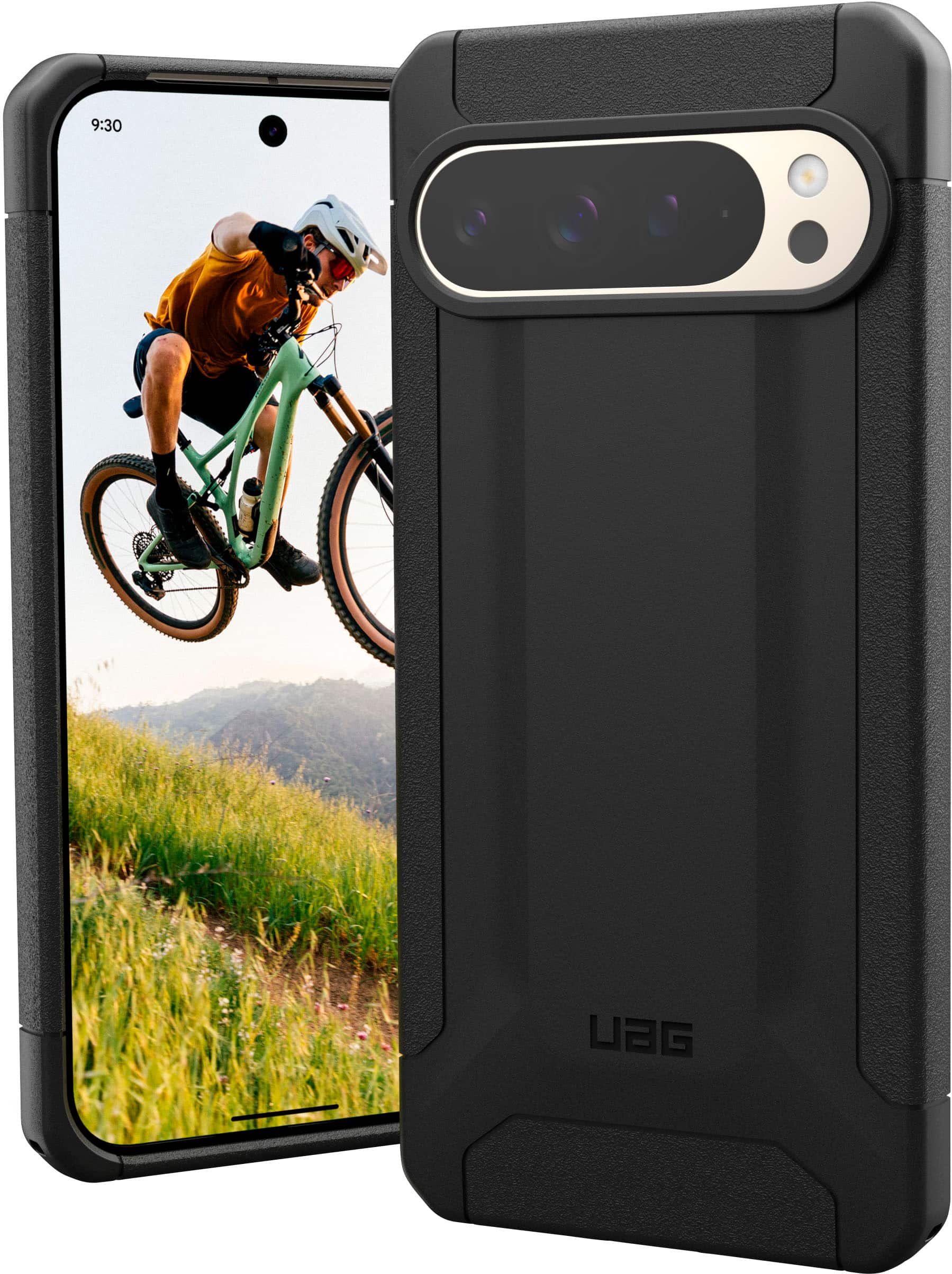 The text "9:30 UaG" is likely a reference to the time of day or a specific event. It could be an indication of the time when the photo was taken or a reminder for someone to attend an event at 9:30. However, without more context, it is difficult to determine the exact meaning or significance of the text.