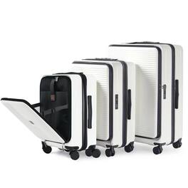BreeBe - Luggage,with front opening,TSA approved lock,hardshell suitcase - Creamy White