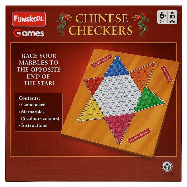 FUNSKOOL CHINESE CHECKERS 6. 2+ RACE YOUR MARBLES TO THE OPPOSITE END OF THE STAR! | Contents: Gameboard 60 marbles (6 colours) Instructions