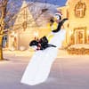 Front. Costway - 4FT Pre-Lit Christmas Penguin Ice Skating Decoration with Snowy Slide & LED Lights - Multicolor.