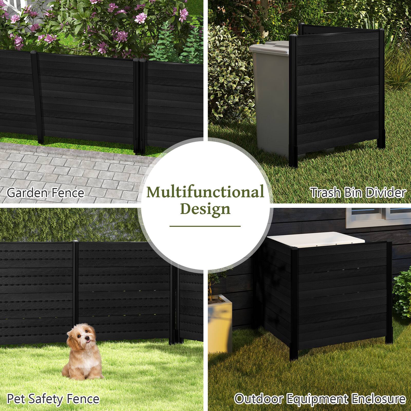Garden Fence  
Trash Bin Divider  
Pet Safety Fence  
Outdoor Equipment Enclosure  

Multifunctional Design