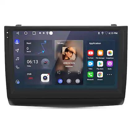 6:13 PM
Navi 0 km/h
Music
Application
06:13 Friday
UNKNOWN
YouTube
File Manager
ImageScan
Play Store
Radio
DVR REC
Bluetooth
Chrome